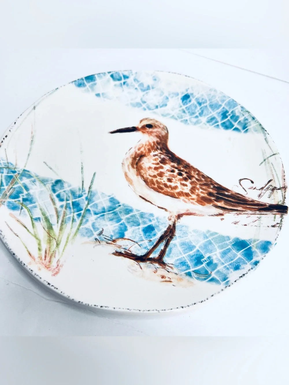 Pier 1 Sandpiper Shore Bird Coastal Salad Plate 7.75” Beach Cottage